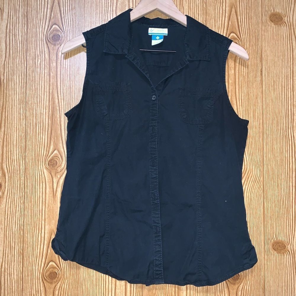 Columbia Black Sleeveless Button Down Top